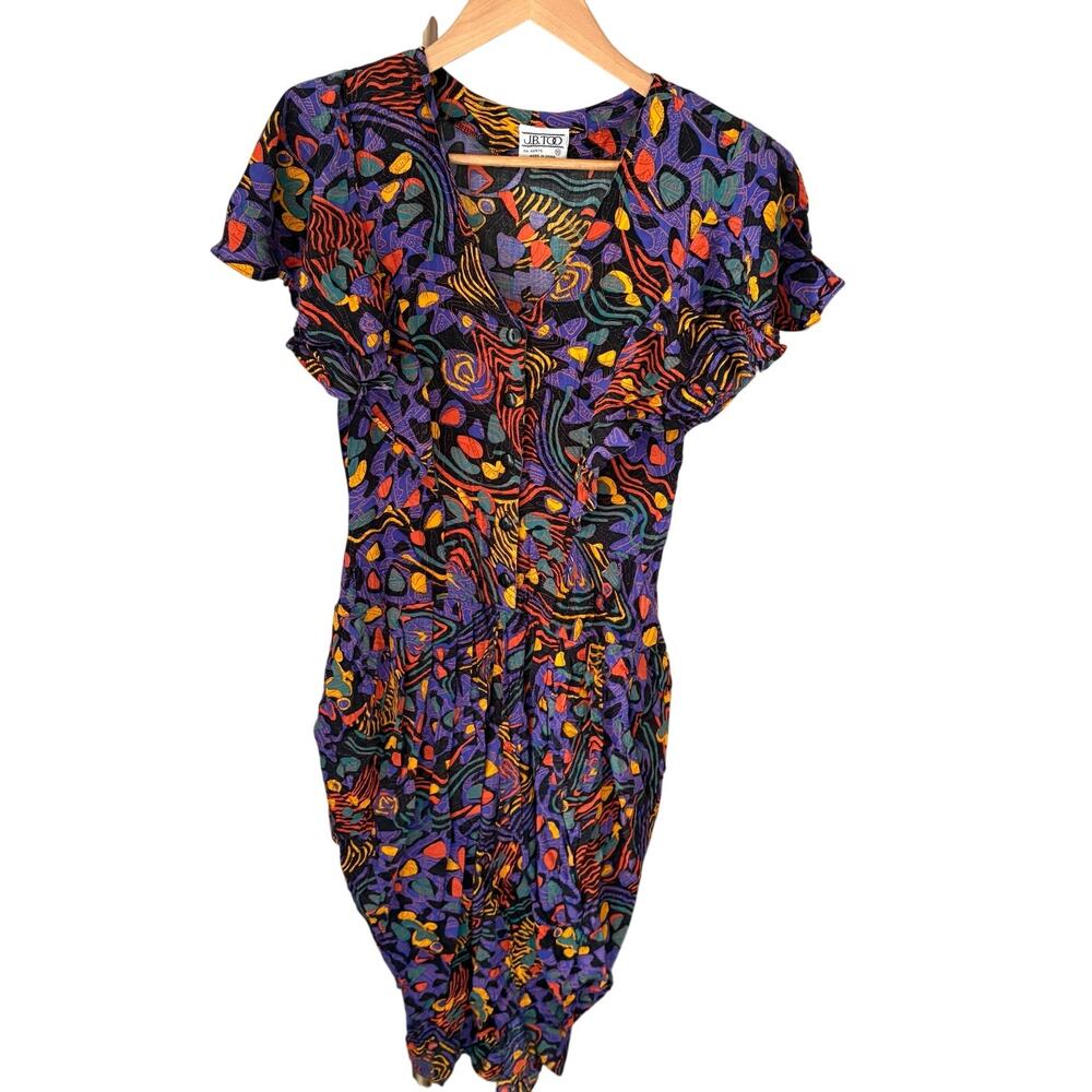 Vintage 80s 90s J.B. Too Colorful Balloon Leg Jumpsuit Romper Size 10 Rayon